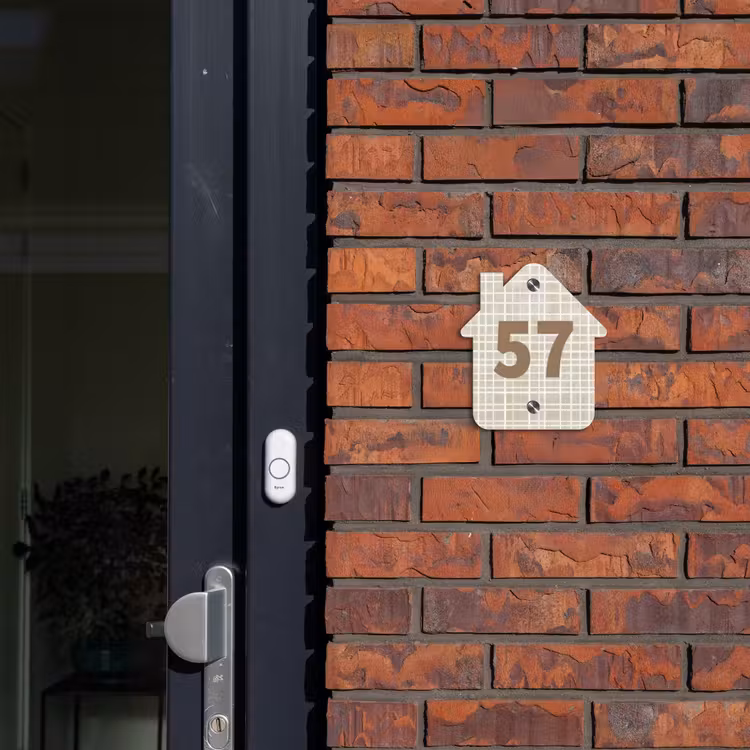 Naambordje voordeur - Huisjesvorm - Beige raster - Traditioneel — 3