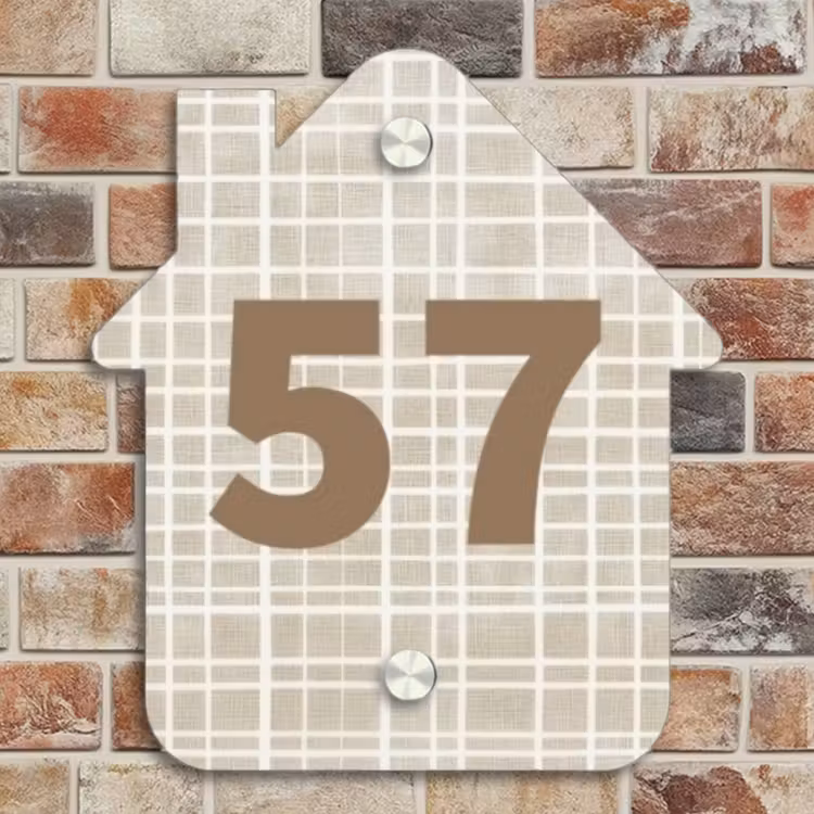 Naambordje voordeur - Huisjesvorm - Beige raster - Traditioneel — 4