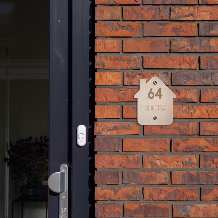Naambordje voordeur - Huisjesvorm - Beige reliëf lijnen - Modern — 3