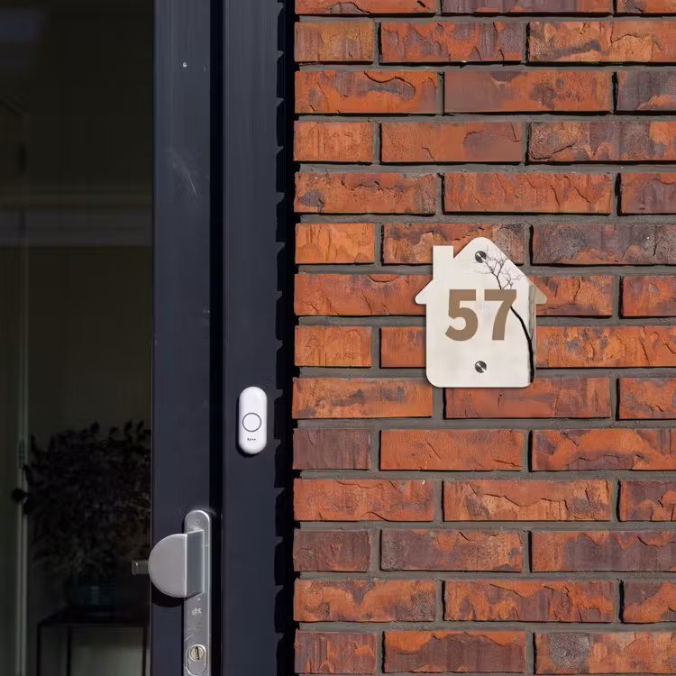 Naambordje voordeur - Huisjesvorm - Boomsilhouet beige achtergrond - Traditioneel — 3