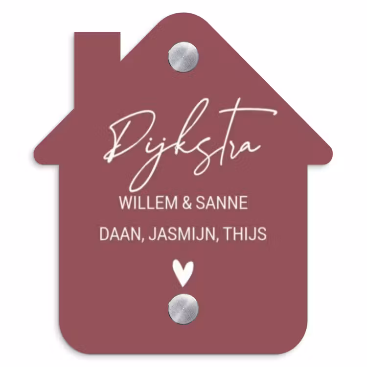 Naambordje voordeur - Huisjesvorm - Donker oudroze - Sierlijk — 1