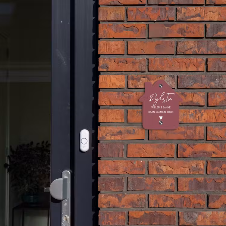 Naambordje voordeur - Huisjesvorm - Donker oudroze - Sierlijk — 3