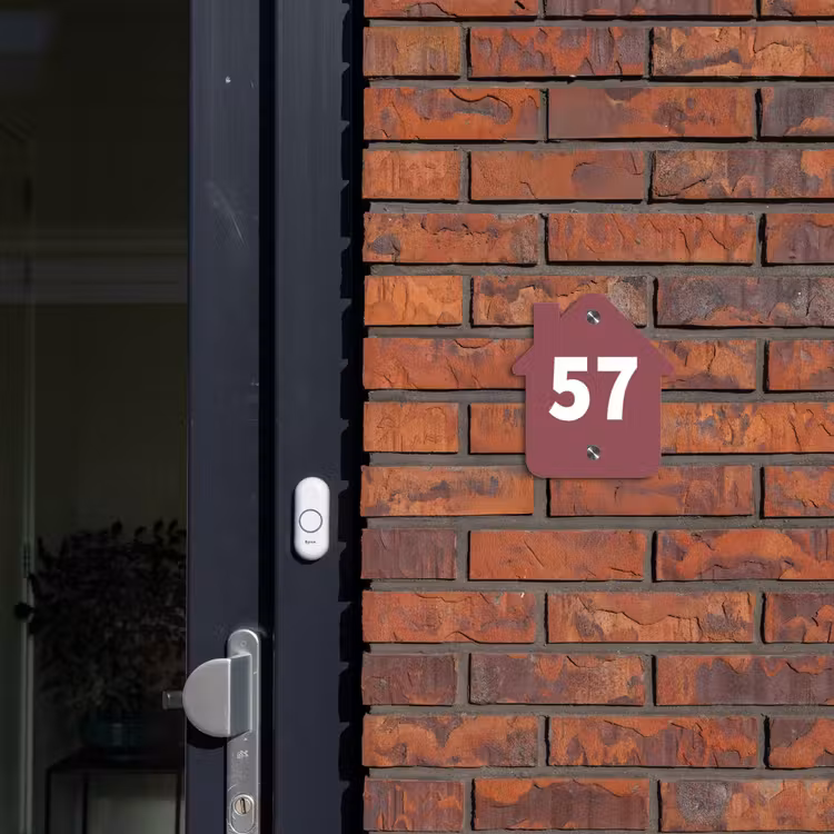 Naambordje voordeur - Huisjesvorm - Donker oudroze - Traditioneel — 3