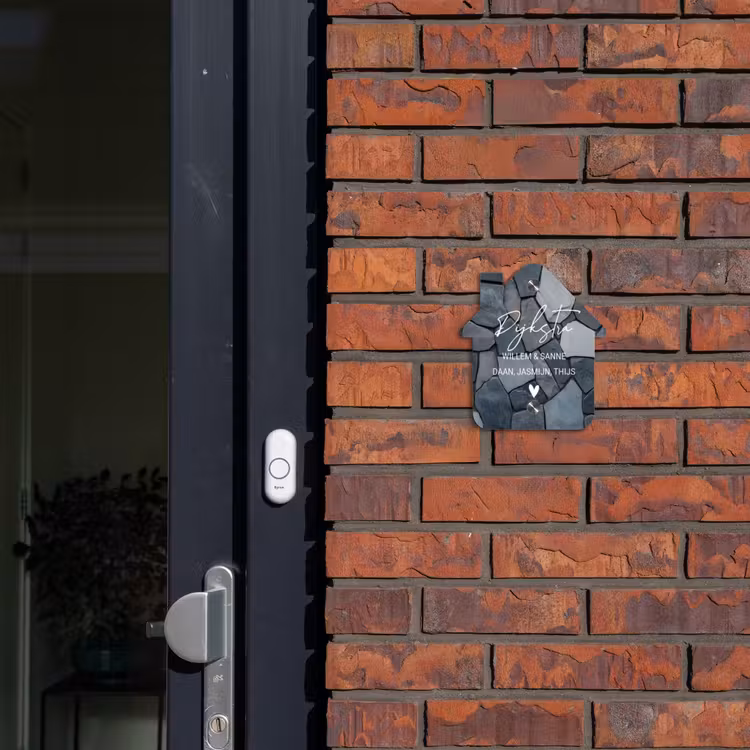 Naambordje voordeur - Huisjesvorm - Donkergrijze stenen - Sierlijk — 3