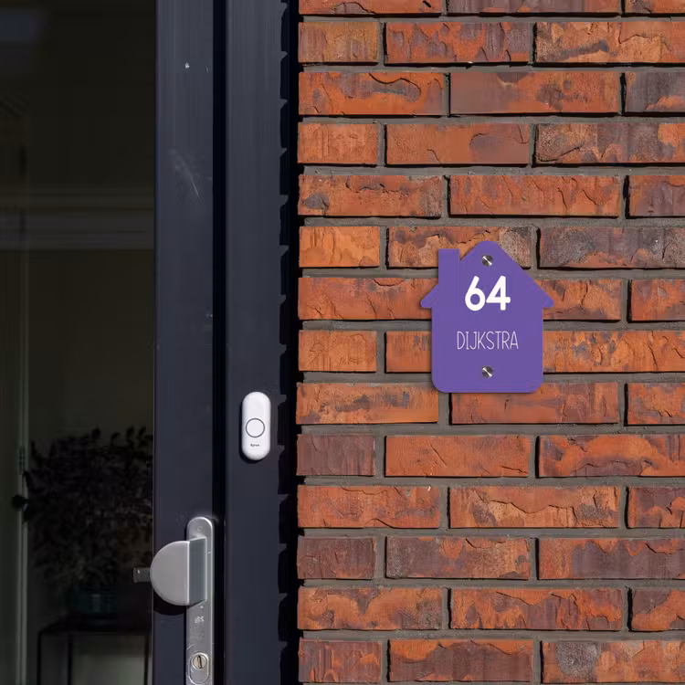 Naambordje voordeur - Huisjesvorm - Donkerpaars - Modern — 3