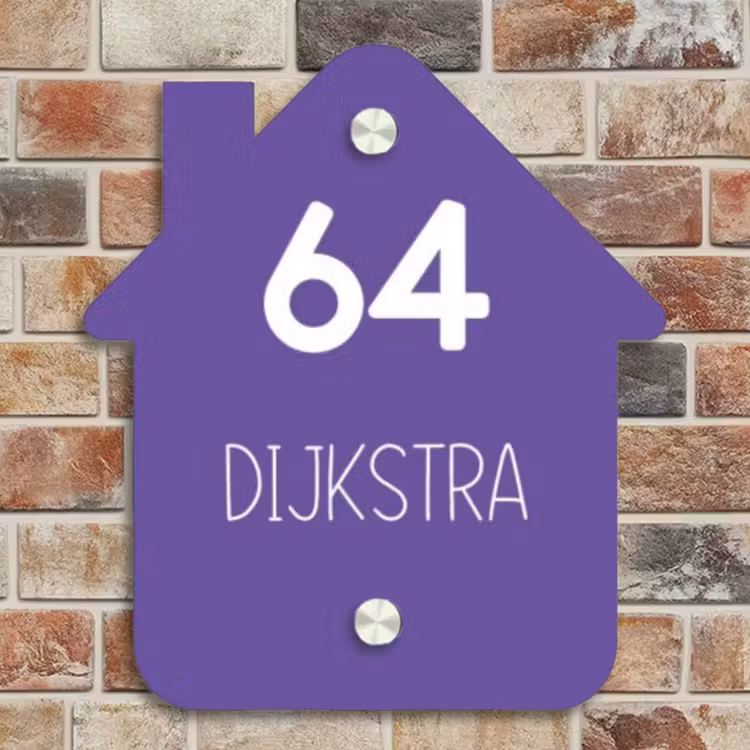 Naambordje voordeur - Huisjesvorm - Donkerpaars - Modern — 4