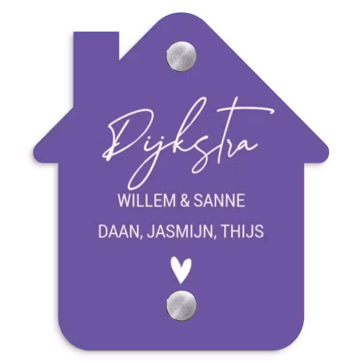 Naambordje voordeur - Huisjesvorm - Donkerpaars - Sierlijk — 1