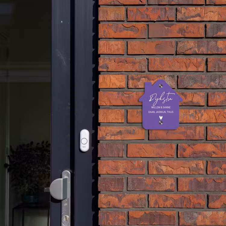Naambordje voordeur - Huisjesvorm - Donkerpaars - Sierlijk — 3