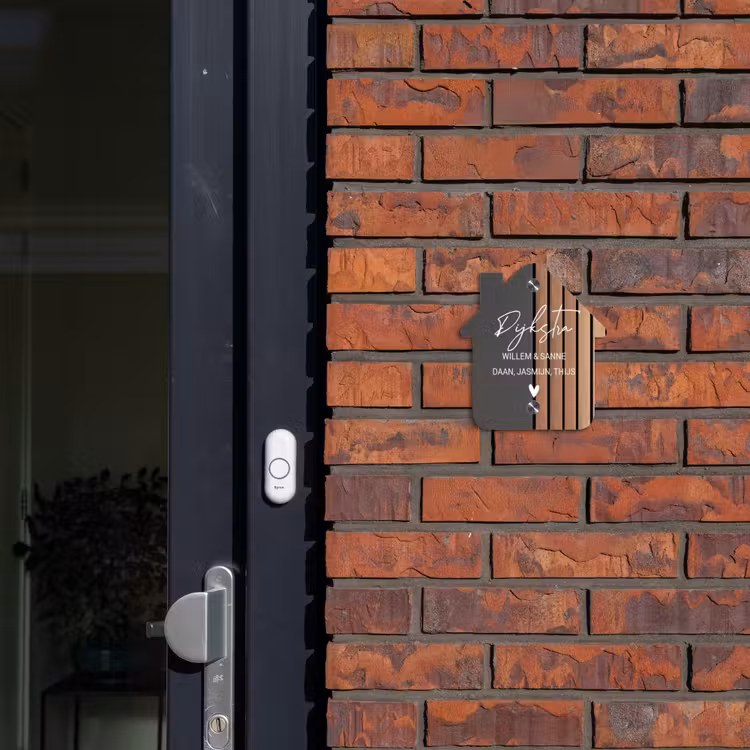 Naambordje voordeur - Huisjesvorm - Hout en antraciet - Sierlijk — 3