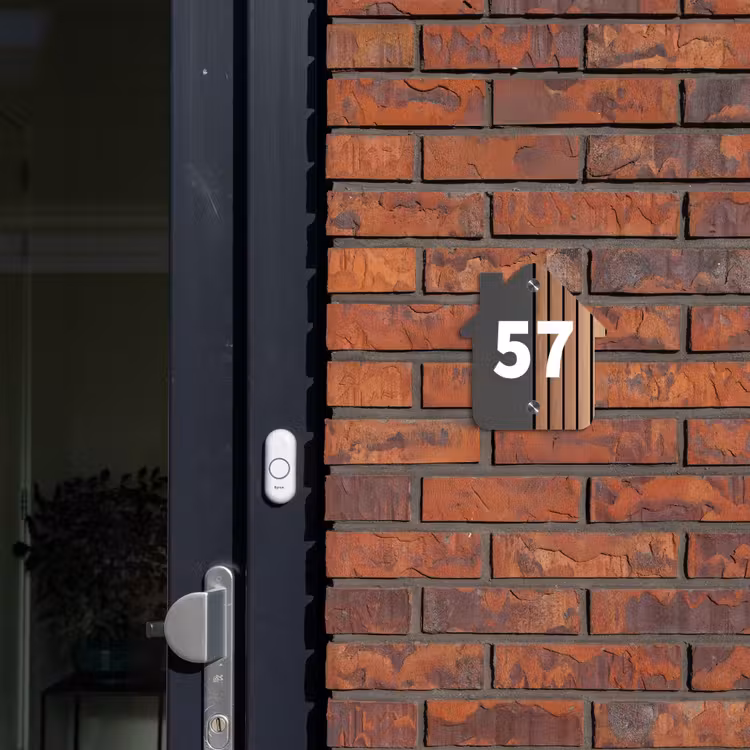 Naambordje voordeur - Huisjesvorm - Hout en antraciet - Traditioneel — 3