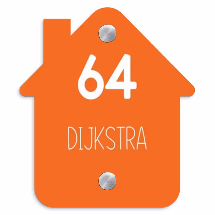Naambordje voordeur - Huisjesvorm - Oranje - Modern — 1