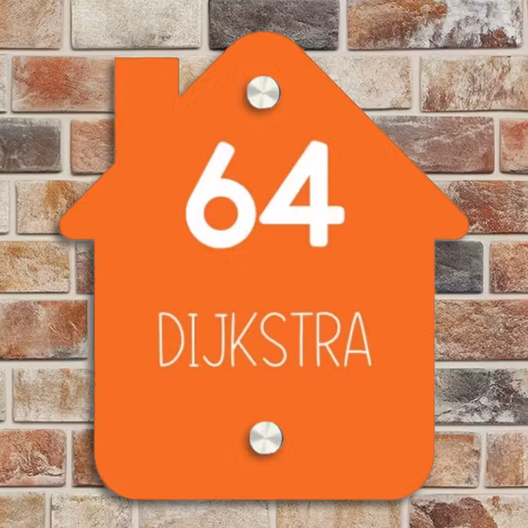 Naambordje voordeur - Huisjesvorm - Oranje - Modern — 4