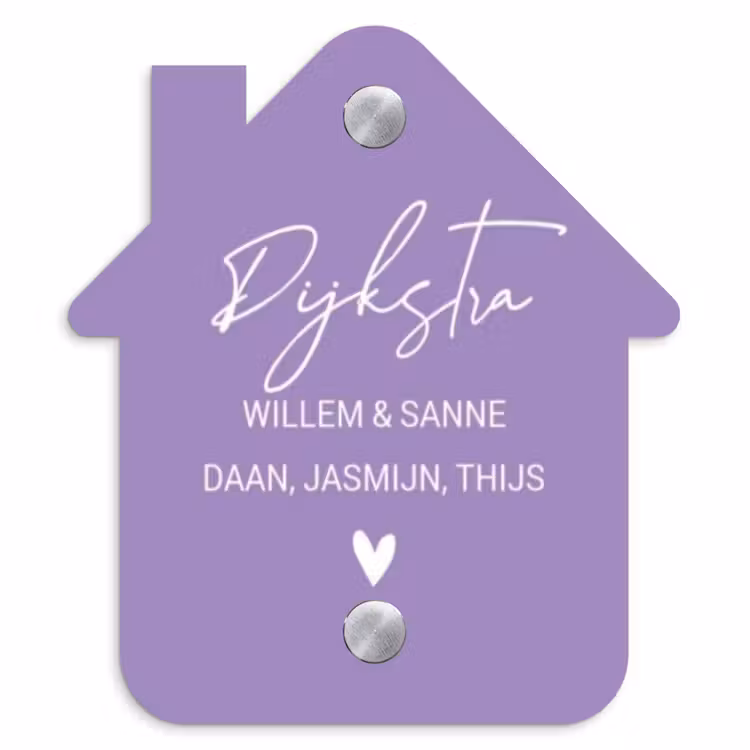 Naambordje voordeur - Huisjesvorm - Paars - Sierlijk — 1