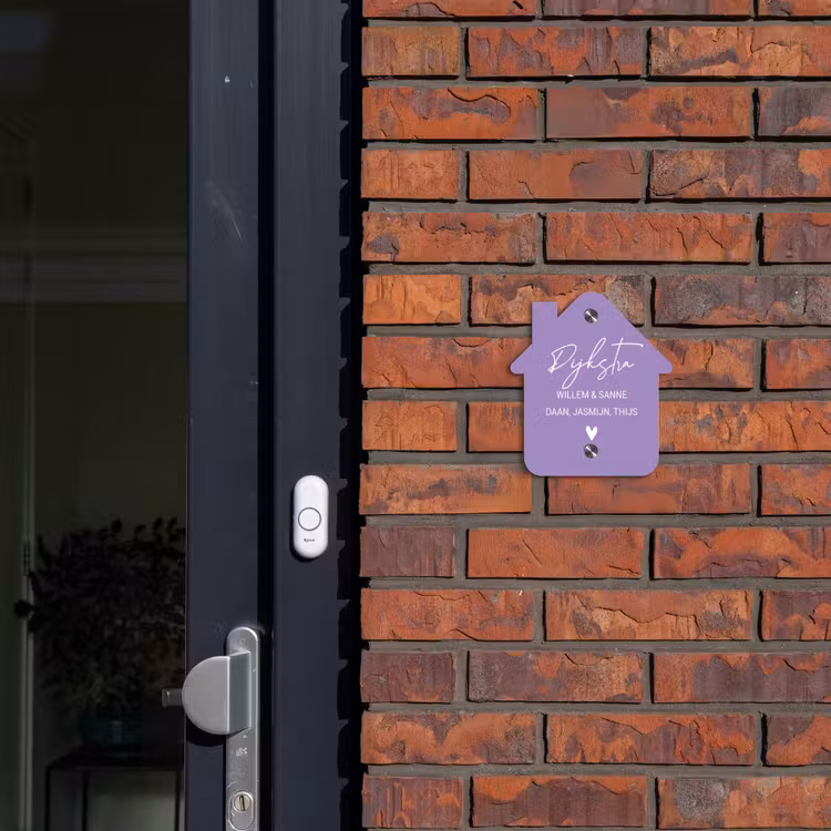 Naambordje voordeur - Huisjesvorm - Paars - Sierlijk — 3