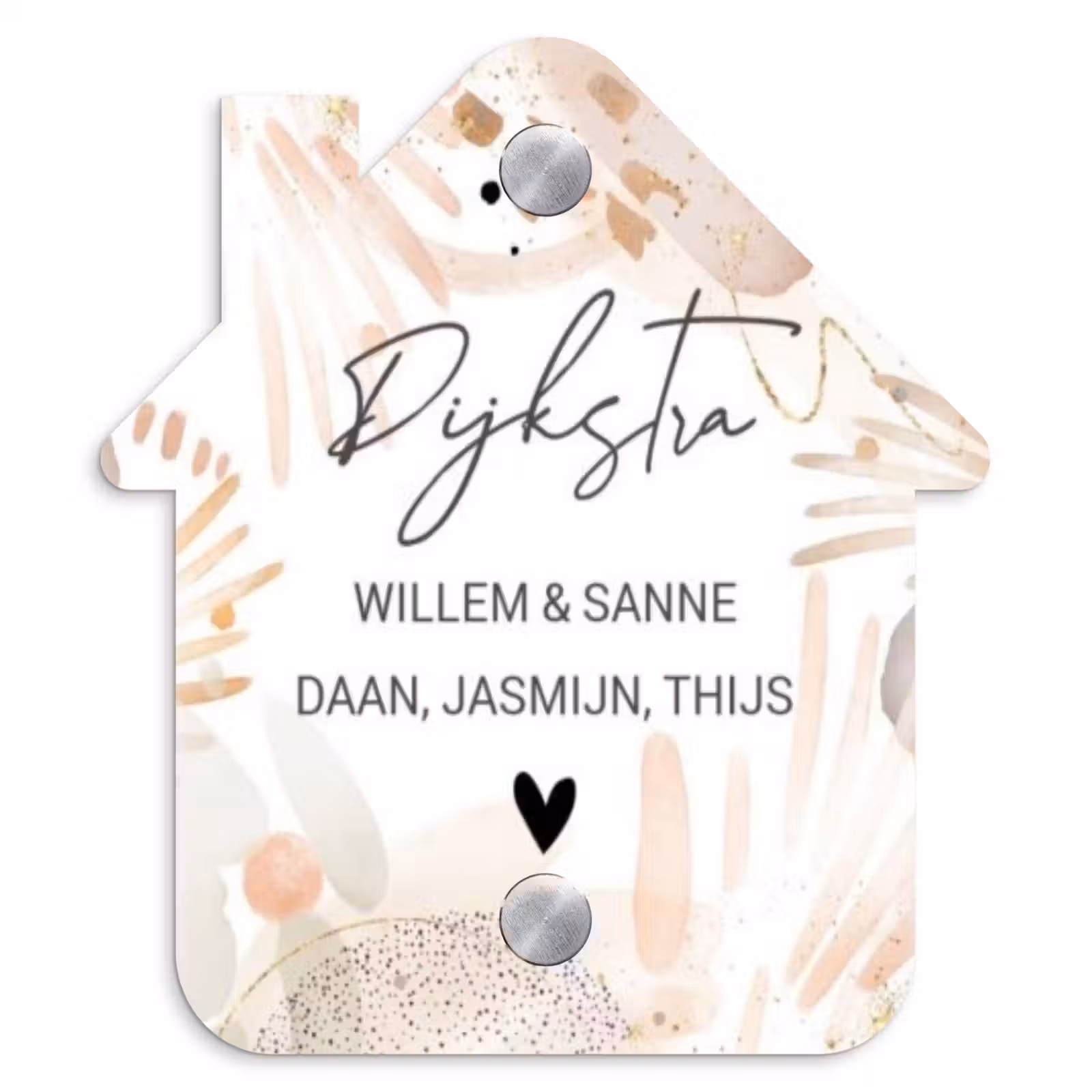 Naambordje voordeur - Huisjesvorm - Abstract beige - Sierlijk — 1