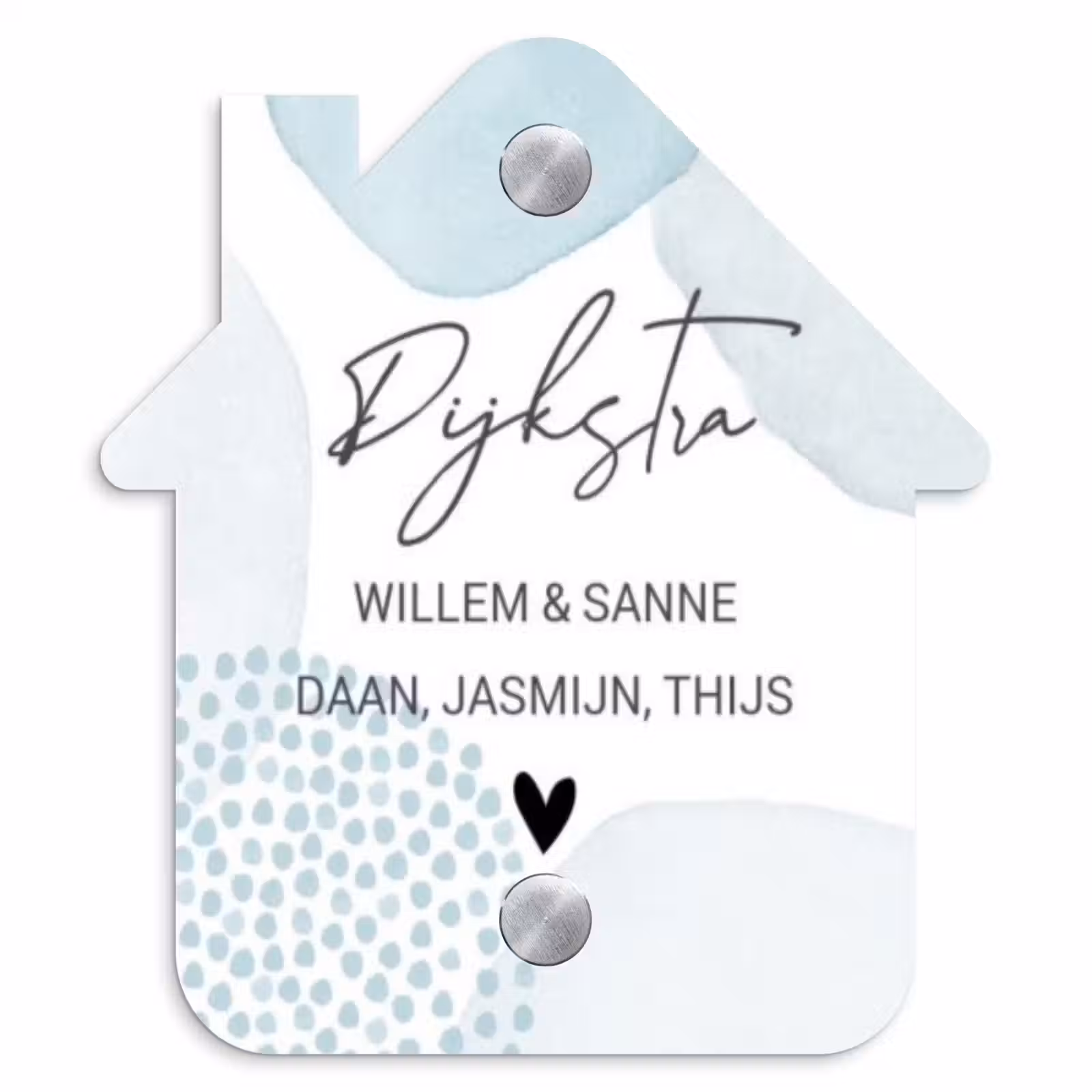 Naambordje voordeur - Huisjesvorm - Abstract blauw - Sierlijk — 1