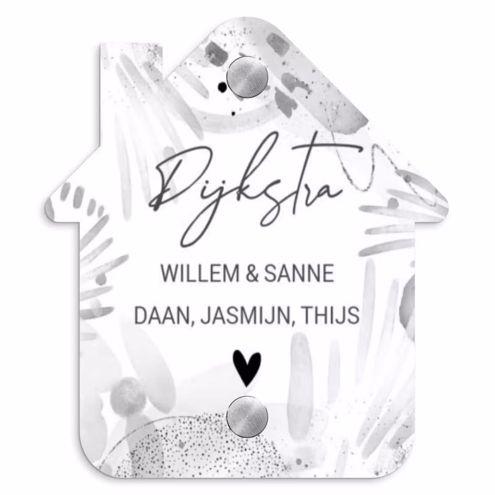 Naambordje voordeur - Huisjesvorm - Grijze patronen - Sierlijk — 1