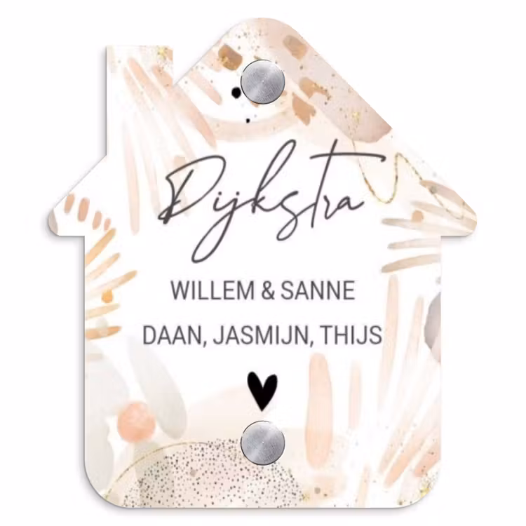 Naambordje voordeur - Huisjesvorm - Abstract beige - Sierlijk — 1