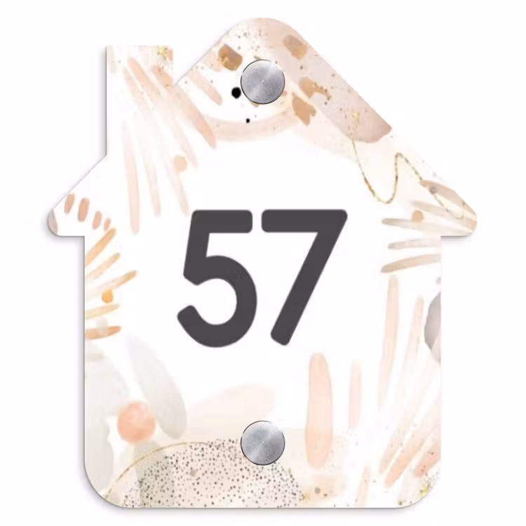 Naambordje voordeur - Huisjesvorm - Abstract beige - Traditioneel — 1