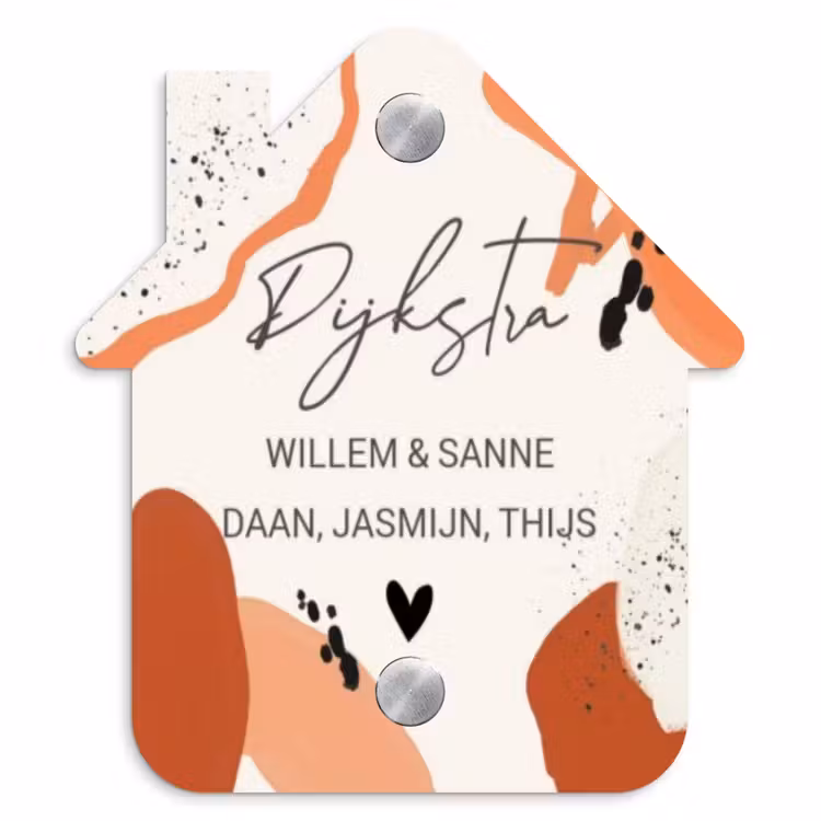 Naambordje voordeur - Huisjesvorm - Abstract oranje - Sierlijk — 1