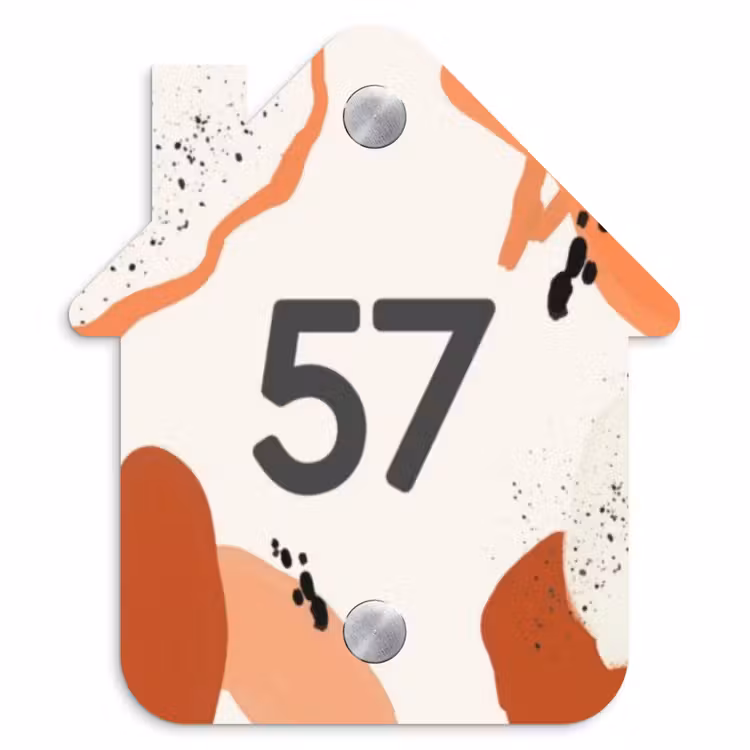 Naambordje voordeur - Huisjesvorm - Abstract oranje - Traditioneel — 1