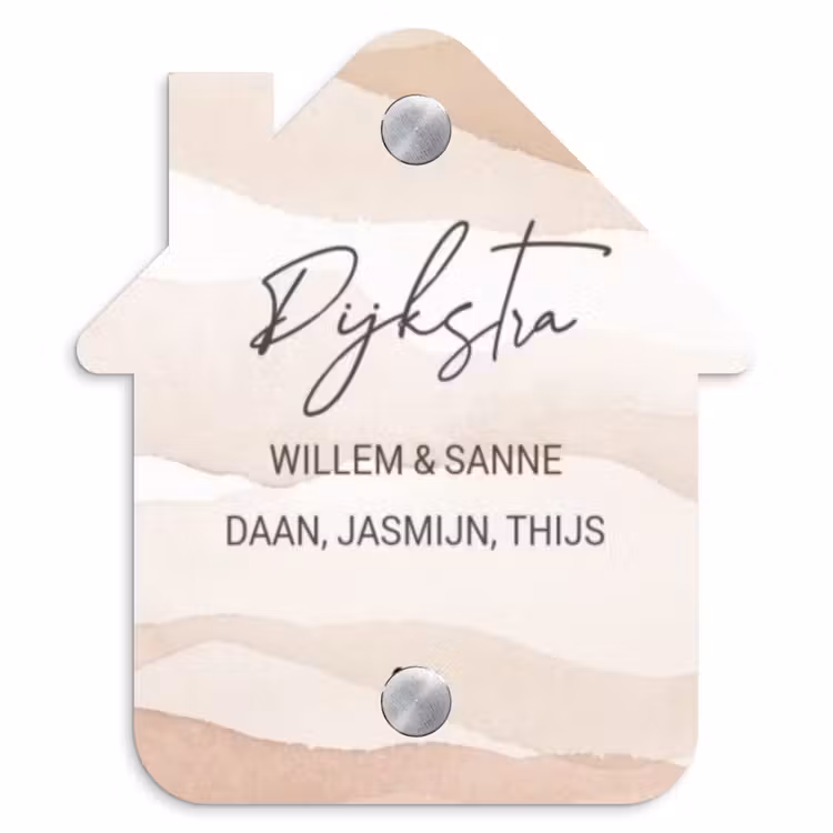 Naambordje voordeur - Huisjesvorm - Beige lagen - Sierlijk — 1