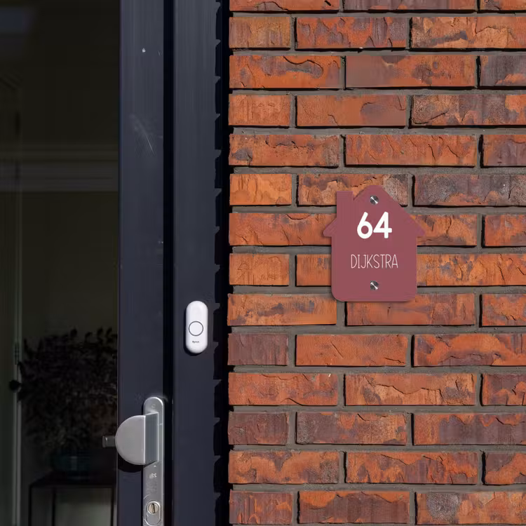 Naambordje voordeur - Huisjesvorm - Donker oudroze - Modern — 3