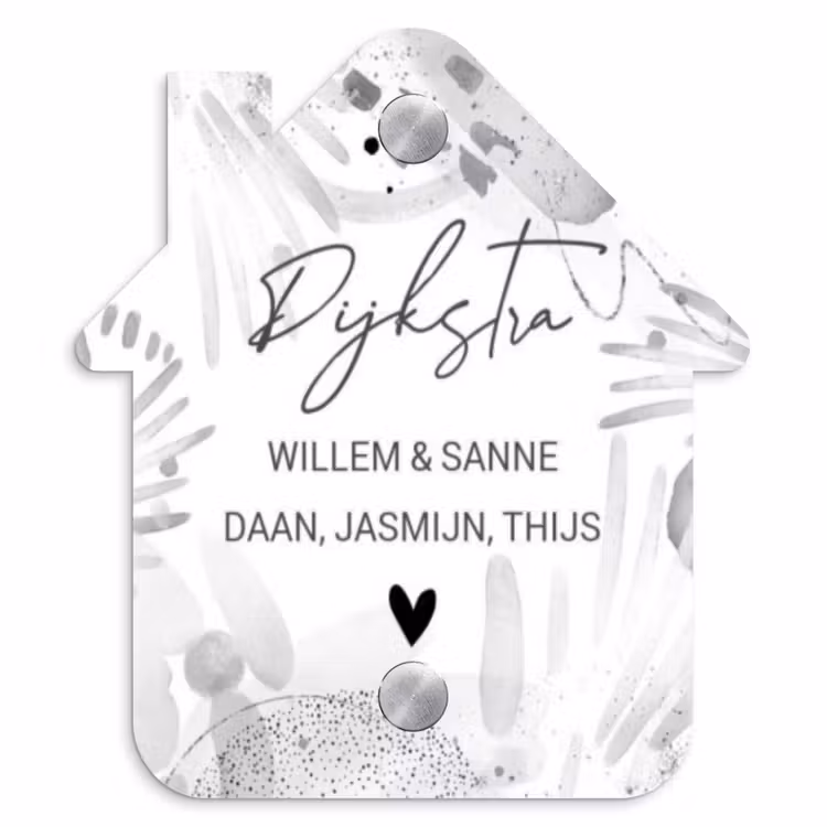 Naambordje voordeur - Huisjesvorm - Grijze patronen - Sierlijk — 1