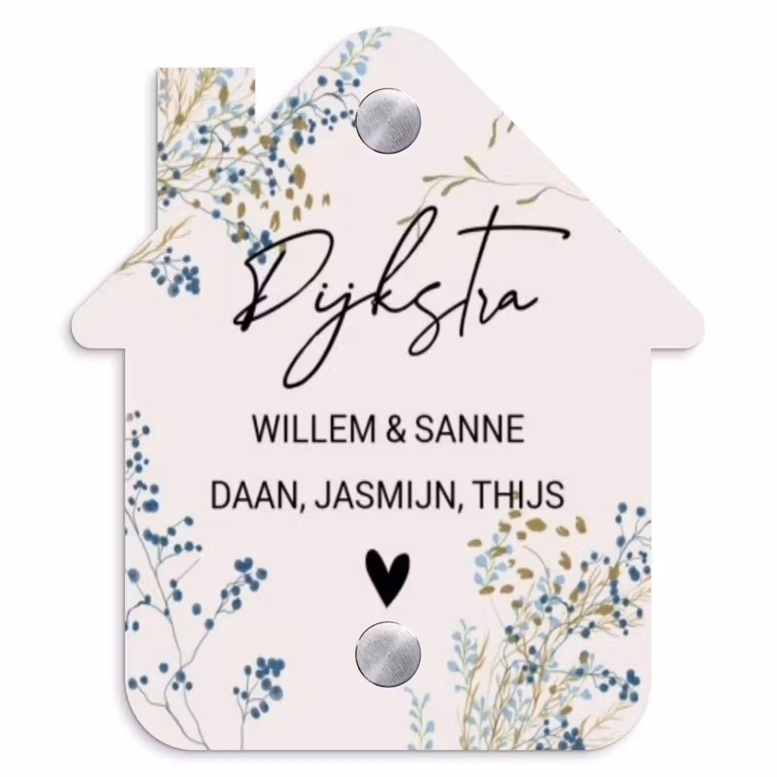 Naambordje voordeur - Huisjesvorm - Bloemen - Beige - Sierlijk — 1