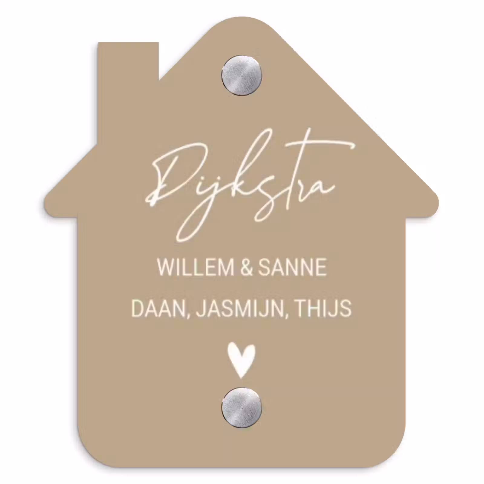 Naambordje voordeur - Huisjesvorm - Zandkleur - Sierlijk — 1