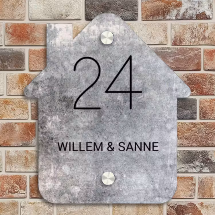 Naambordje voordeur - Huisjesvorm - Beton - Klassiek — 4