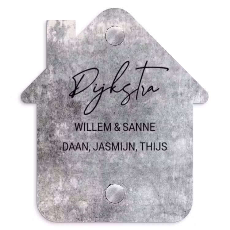 Naambordje voordeur - Huisjesvorm - Beton - Sierlijk — 1