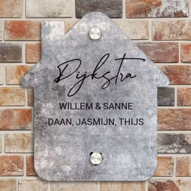 Naambordje voordeur - Huisjesvorm - Beton - Sierlijk — 4