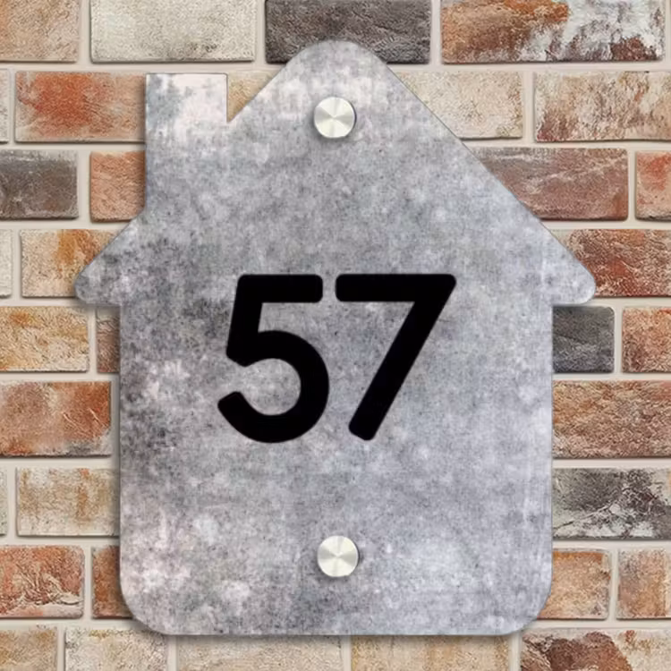 Naambordje voordeur - Huisjesvorm - Beton - Traditioneel — 4