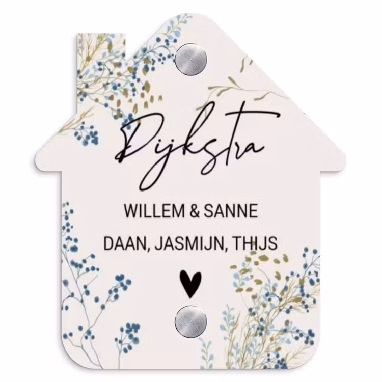 Naambordje voordeur - Huisjesvorm - Bloemen - Beige - Sierlijk — 1
