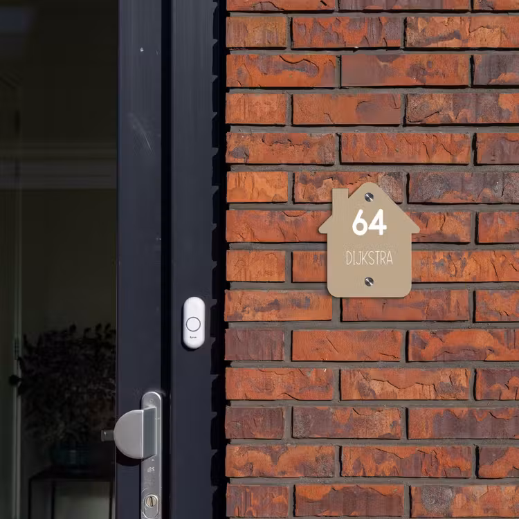 Naambordje voordeur - Huisjesvorm - Zandkleur - Modern — 3