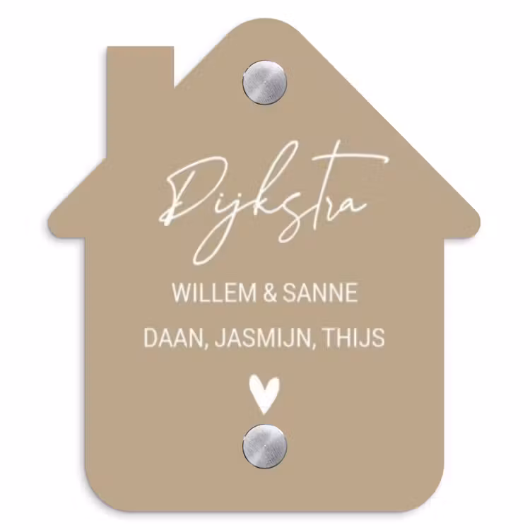 Naambordje voordeur - Huisjesvorm - Zandkleur - Sierlijk — 1