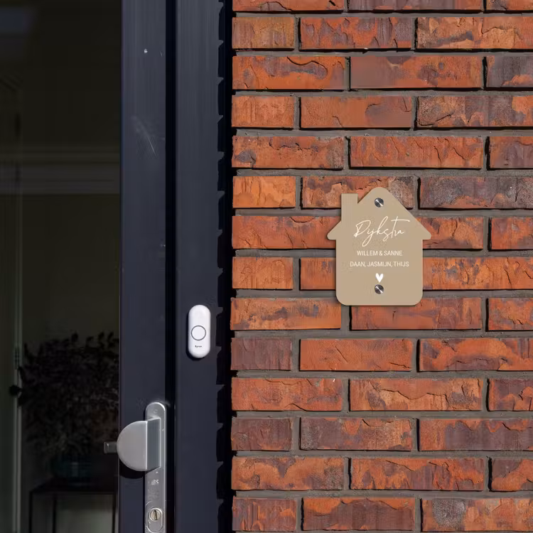 Naambordje voordeur - Huisjesvorm - Zandkleur - Sierlijk — 3