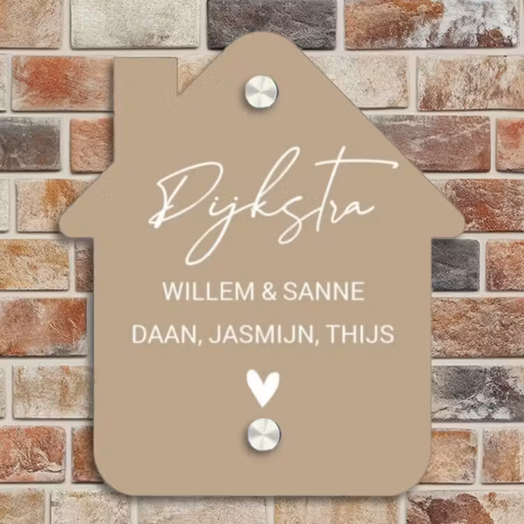 Naambordje voordeur - Huisjesvorm - Zandkleur - Sierlijk — 4