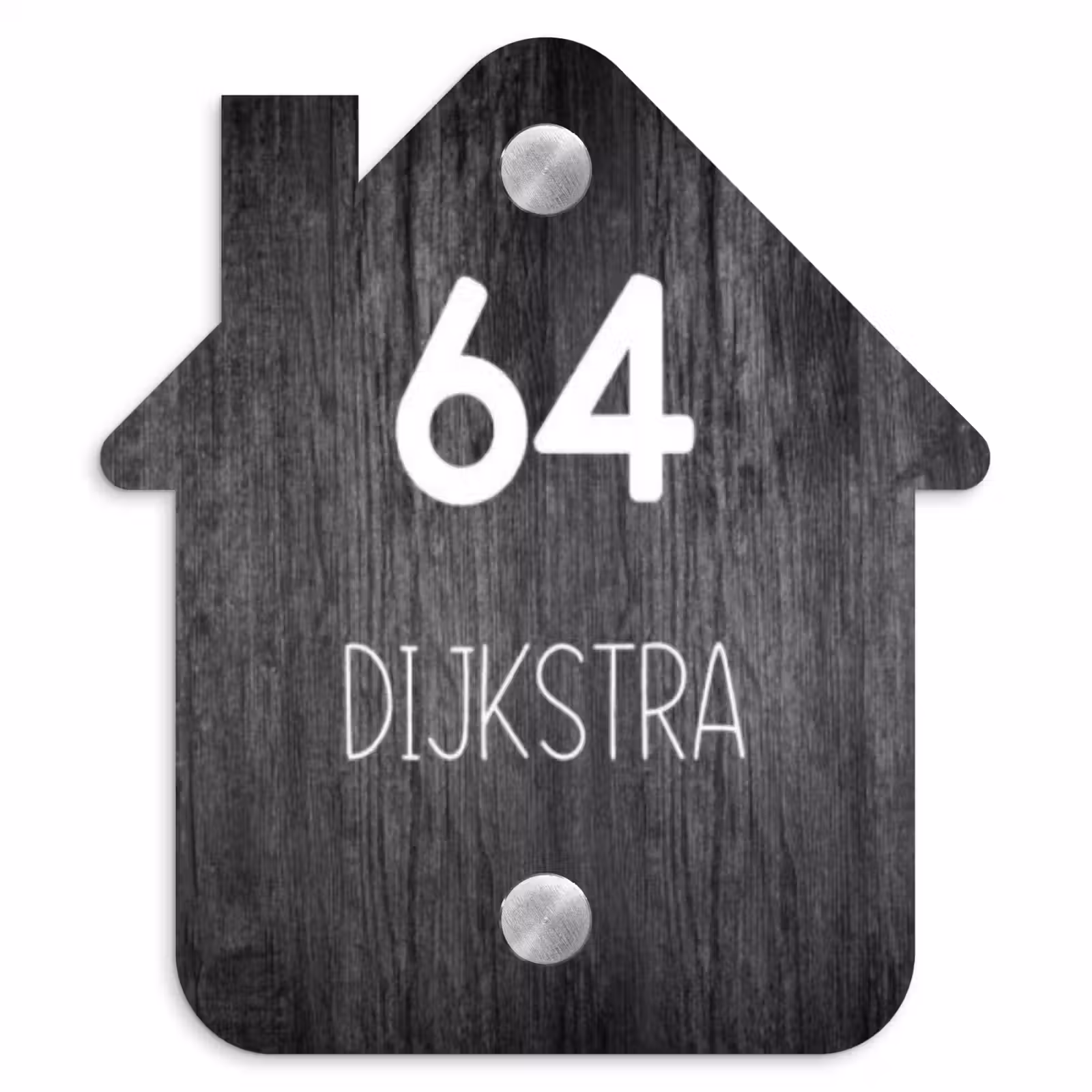 Naambordje voordeur - Huisjesvorm - Donker hout - Modern — 1