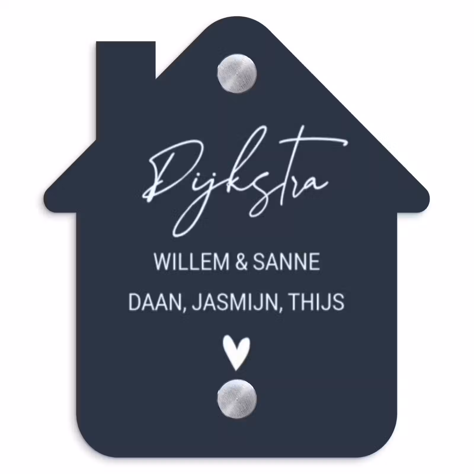 Naambordje voordeur - Huisjesvorm - Effen blauw - Sierlijk — 1