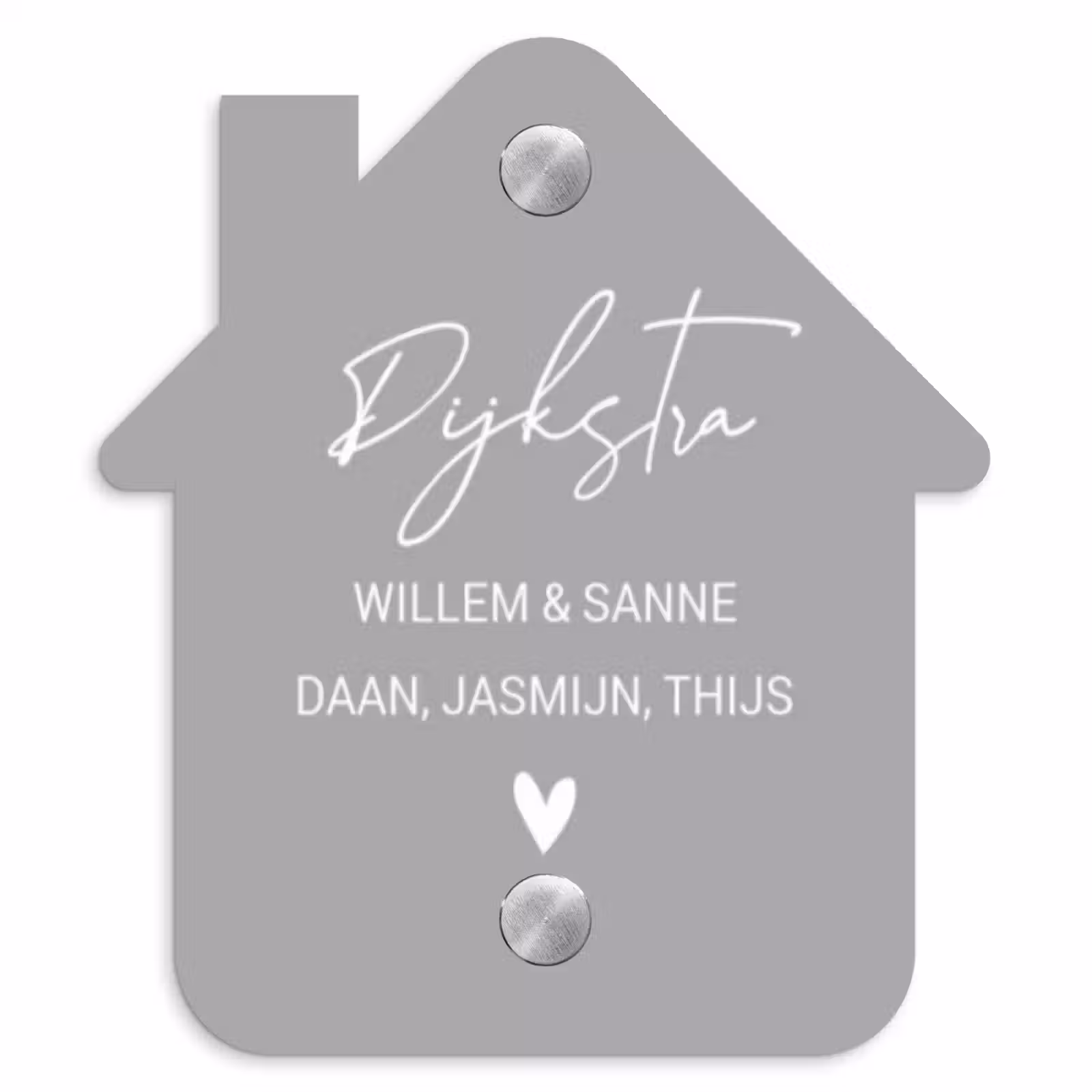 Naambordje voordeur - Huisjesvorm - Effen lichtgrijs - Sierlijk — 1
