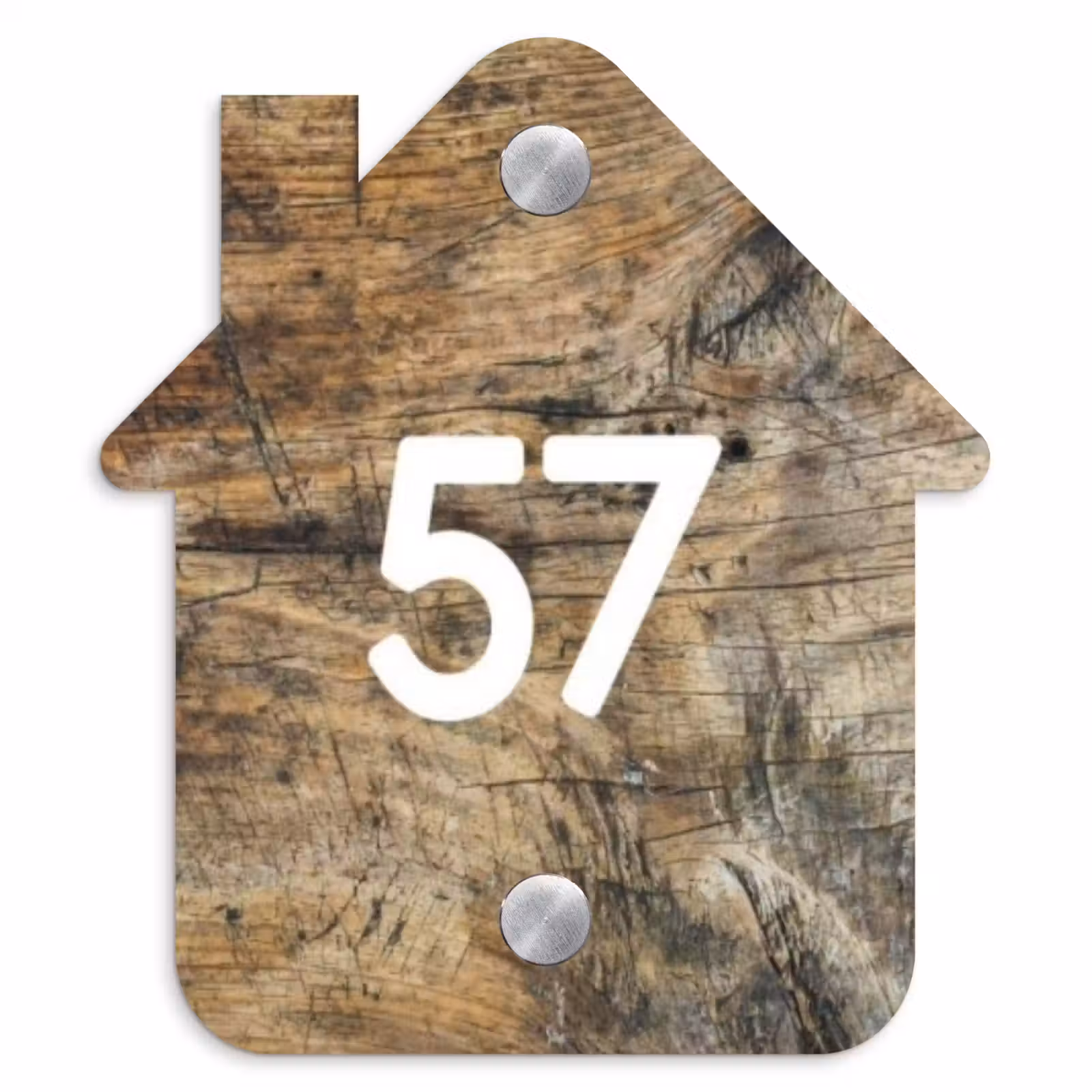 Naambordje voordeur - Huisjesvorm - Verweerd hout - Traditioneel — 1