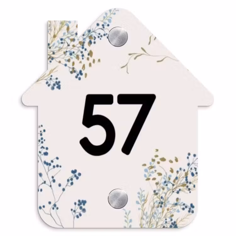 Naambordje voordeur - Huisjesvorm - Bloemen - Beige - Traditioneel — 1