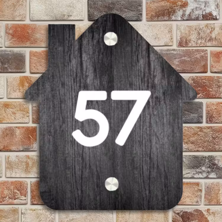 Naambordje voordeur - Huisjesvorm - Donker hout - Traditioneel — 4