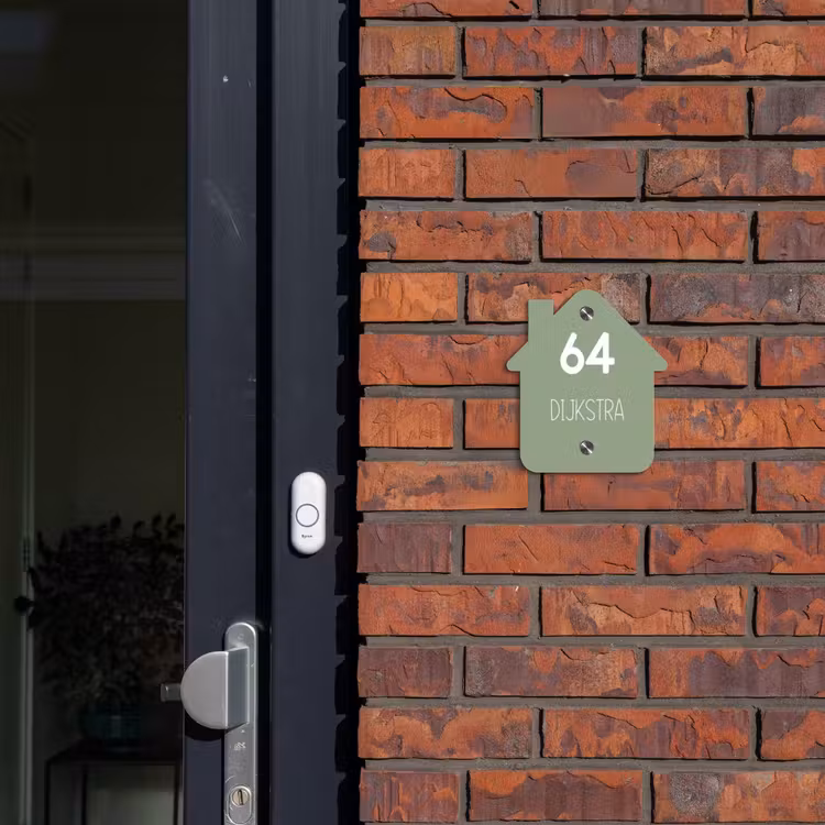 Naambordje voordeur - Huisjesvorm - Effen olijfgroen - Modern — 3