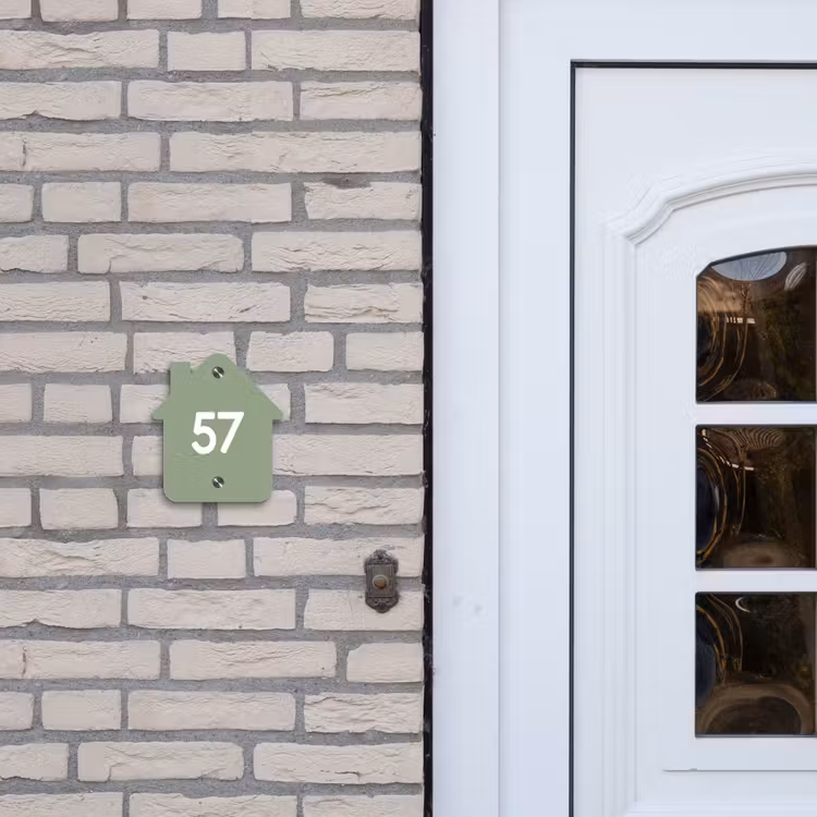 Naambordje voordeur - Huisjesvorm - Effen olijfgroen - Traditioneel — 2