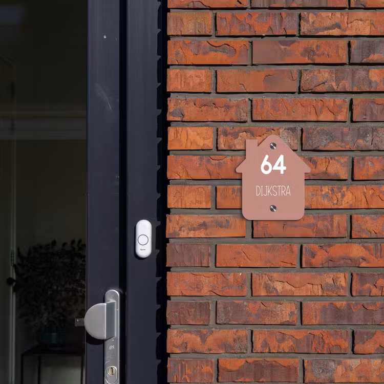 Naambordje voordeur - Huisjesvorm - Effen oudroze - Modern — 3