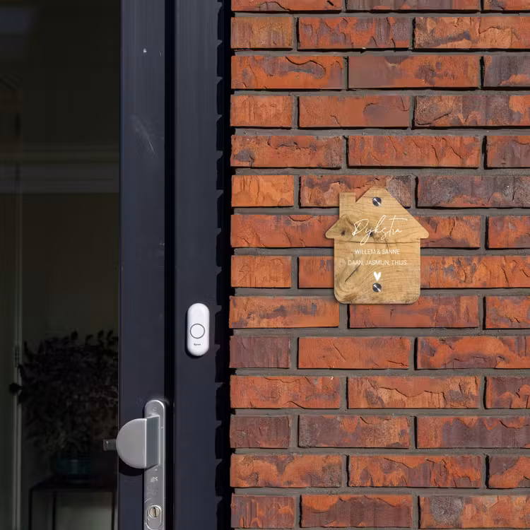 Naambordje voordeur - Huisjesvorm - Hout - Sierlijk — 3