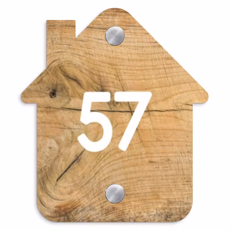 Naambordje voordeur - Huisjesvorm - Hout - Traditioneel — 1